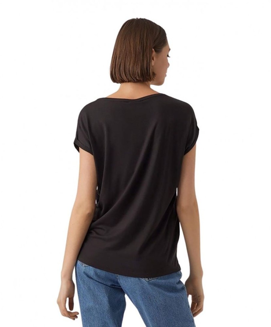 Damen Vero Moda Shirts | Vero Moda T-Shirt Ava Mit Rundhals In Schwarz