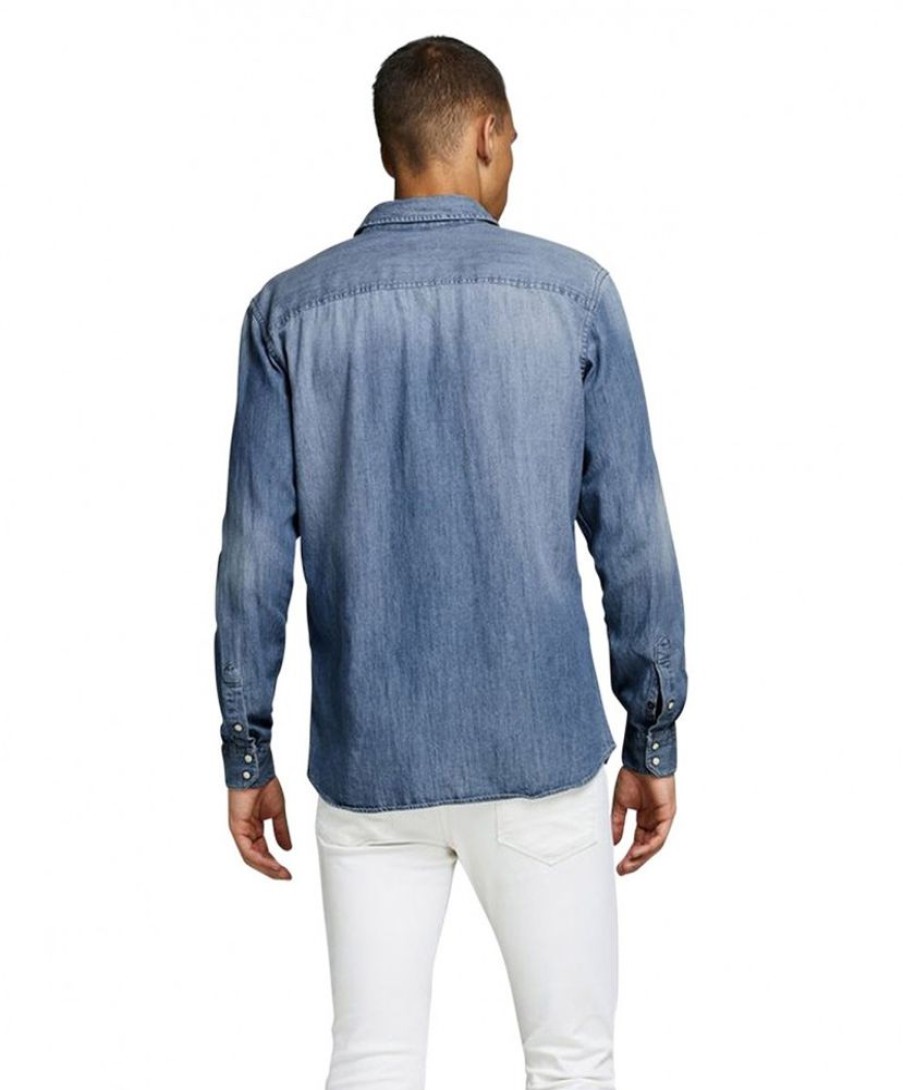 Herren Jack & Jones Hemden | Jack & Jones Jeanshemd Heridan Shirt In Blauer Used-Optik