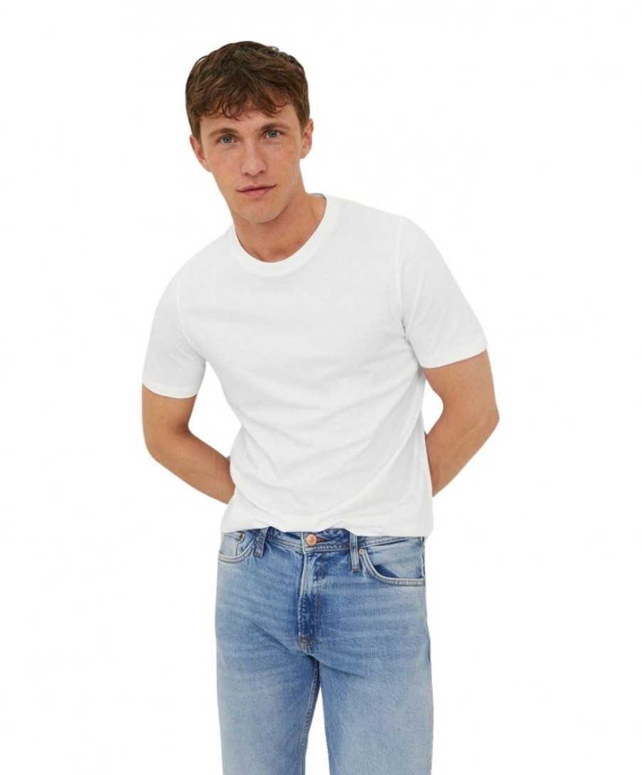 Herren Jack & Jones Shirts | Jack & Jones T-Shirt Aus Bio-Baumwolle In Weis