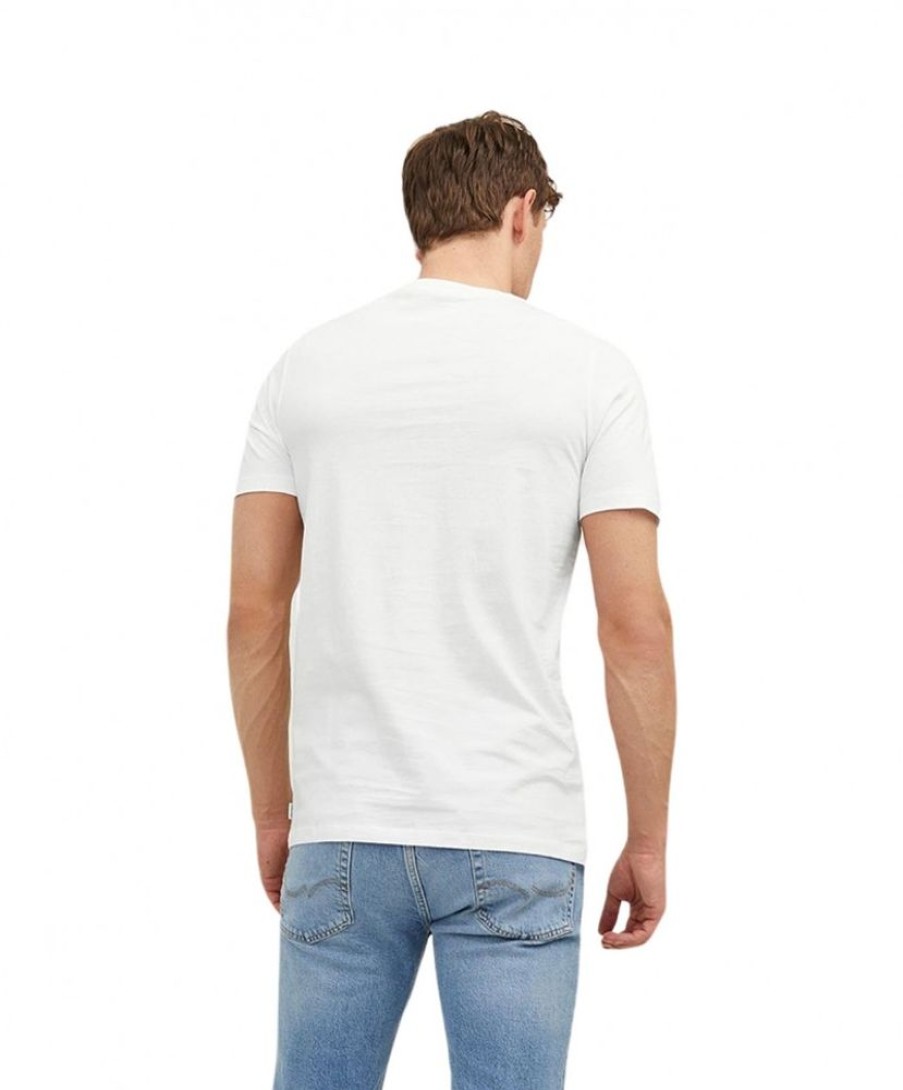 Herren Jack & Jones Shirts | Jack & Jones T-Shirt Aus Bio-Baumwolle In Weis