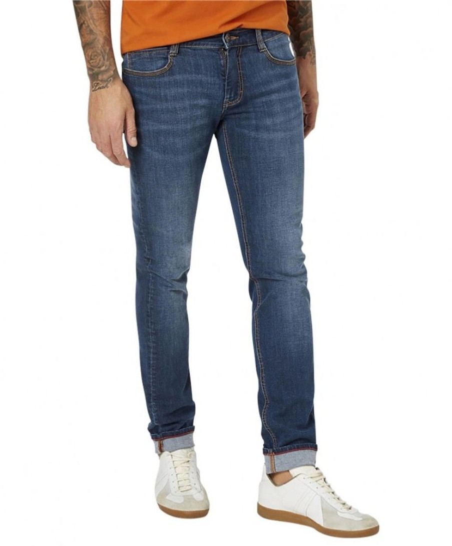 Herren Paddocks Slim Fit | Paddocks Jeans Slim Fit Dean In Mittelblauem Used