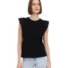 Damen Vero Moda Blusen | Vero Moda Rundhalsshirt Hollyn Mit Ruschen In Schwarz