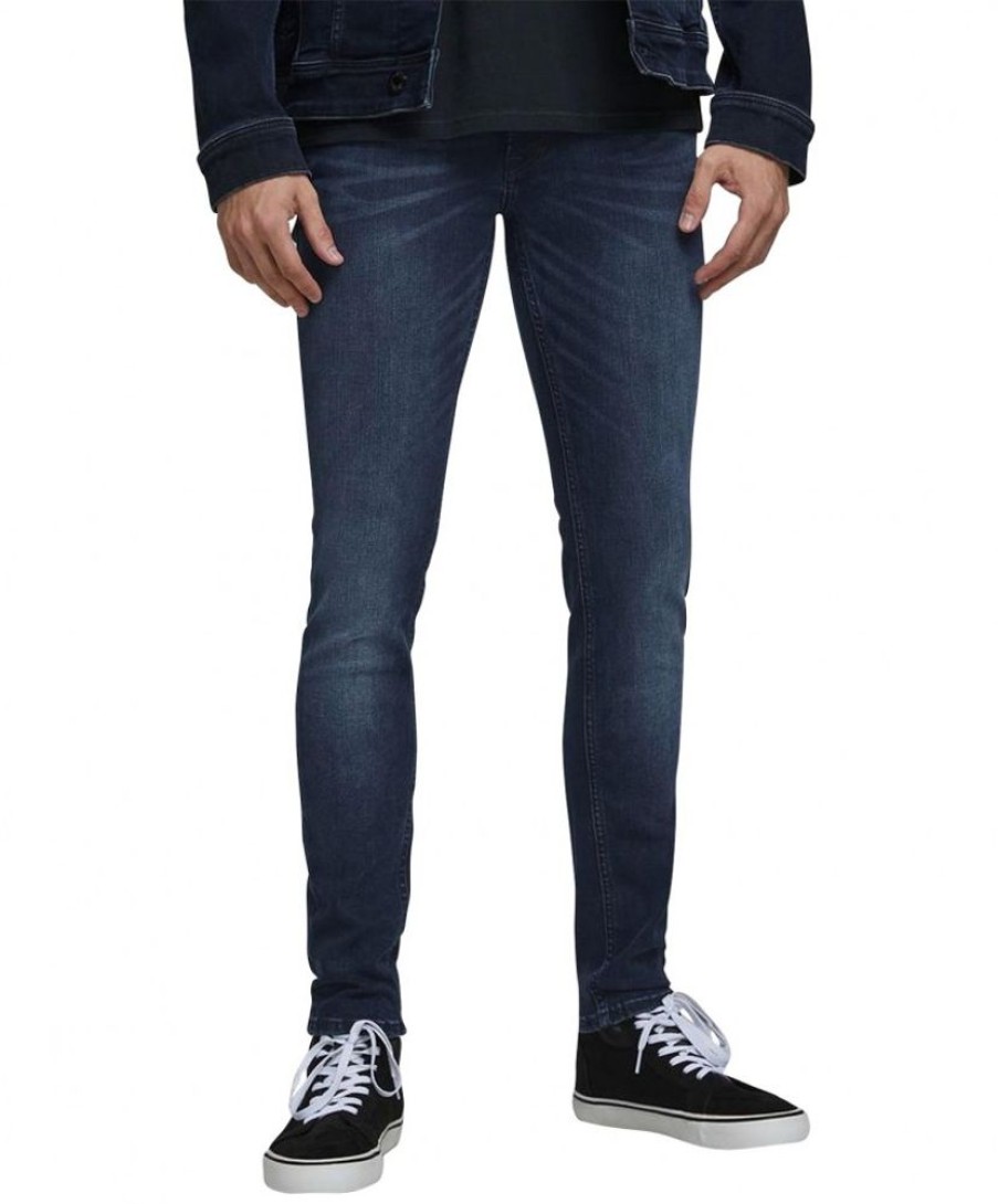 Herren Jack & Jones Skinny Fit | Jack & Jones Jeans Skinny Fit Liam In Blau Mit Crinkeln