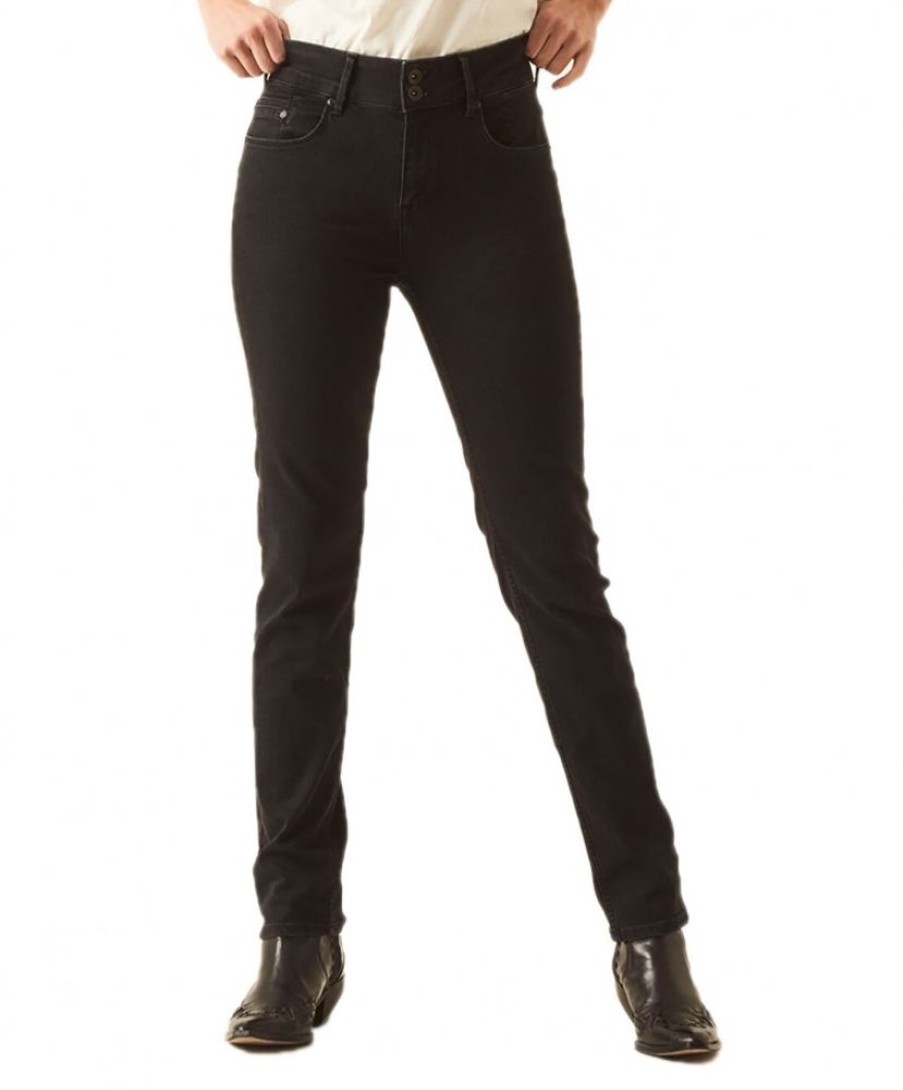 Damen Garcia Slim Fit | Garcia Caro Jeans Curved In Schwarzem Dark Used