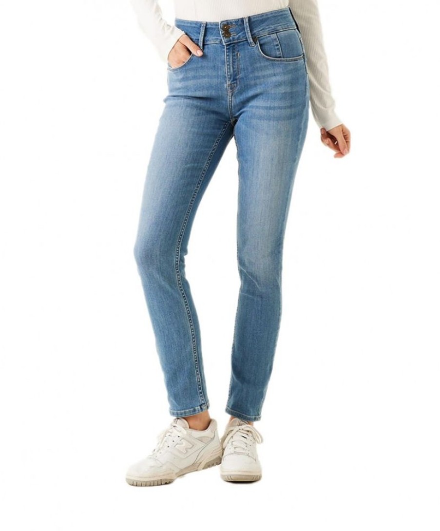 Damen Garcia Slim Fit | Garcia Jeans Curved Caro In Mittelblau Mit Shape Effekt