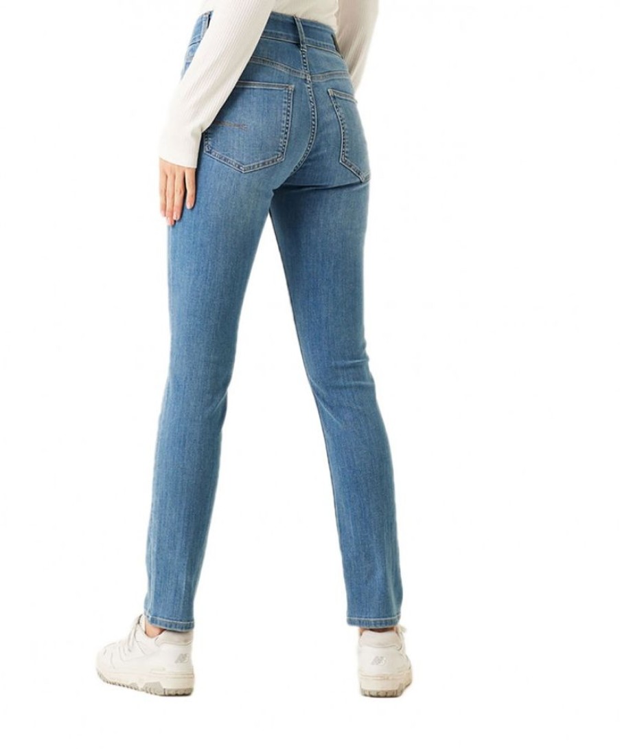 Damen Garcia Slim Fit | Garcia Jeans Curved Caro In Mittelblau Mit Shape Effekt