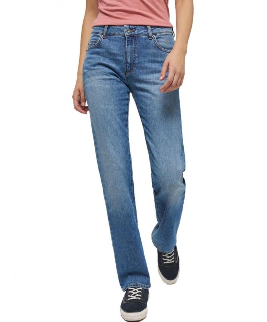 Damen Mustang Straight Leg | Mustang Crosby Jeans Straight Fit In Hellblauer Waschung