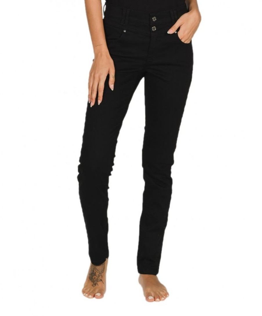 Damen Angels Skinny | Angels Jeans Skinny Button Mit Doppelknopf In Schwarz