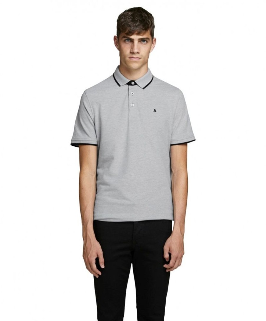 Herren Jack & Jones Shirts | Jack & Jones Basic-Poloshirt Epaulos In Hellgrau